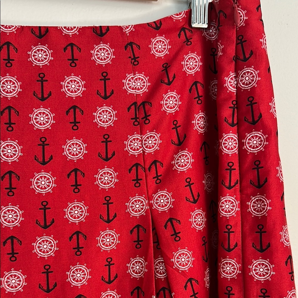 Red Patterned A-Line Skirt - Picture 10 of 10